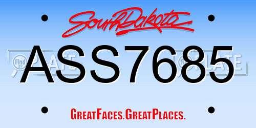 ASS7685 South Dakota License Plate