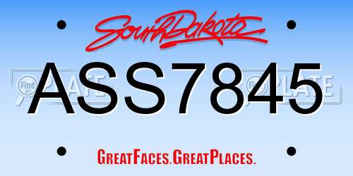 ASS7845 South Dakota License Plate