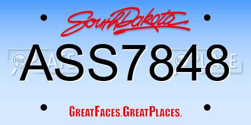 ASS7848 South Dakota License Plate