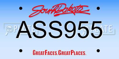 ASS955 South Dakota License Plate