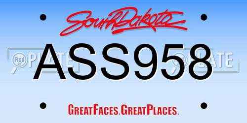 ASS958 South Dakota License Plate