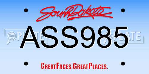 ASS985 South Dakota License Plate