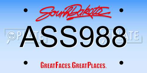 ASS988 South Dakota License Plate