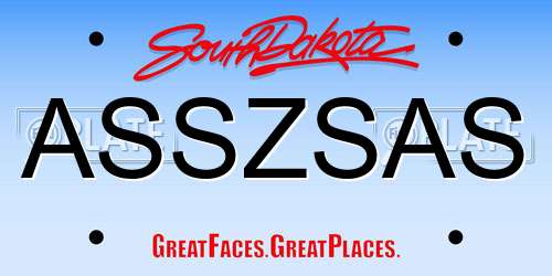 ASSZSAS South Dakota License Plate