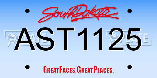 AST1125 South Dakota License Plate