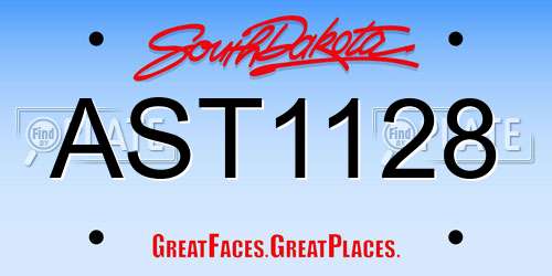 AST1128 South Dakota License Plate