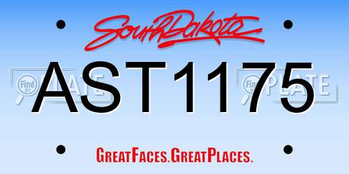 AST1175 South Dakota License Plate
