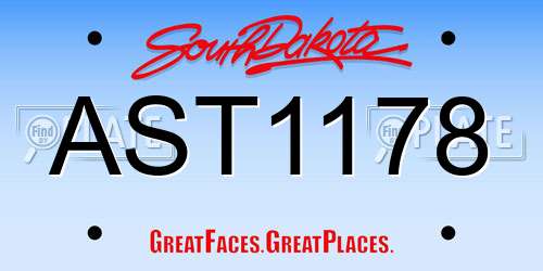 AST1178 South Dakota License Plate
