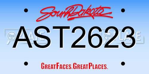 AST2623 South Dakota License Plate