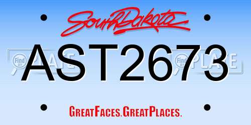 AST2673 South Dakota License Plate