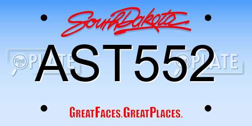 AST552 South Dakota License Plate