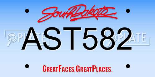AST582 South Dakota License Plate