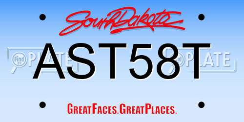 AST58T South Dakota License Plate
