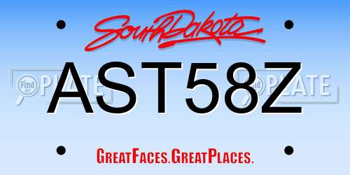 AST58Z South Dakota License Plate
