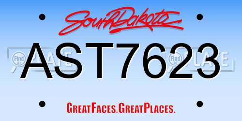 AST7623 South Dakota License Plate