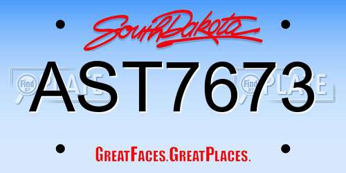 AST7673 South Dakota License Plate