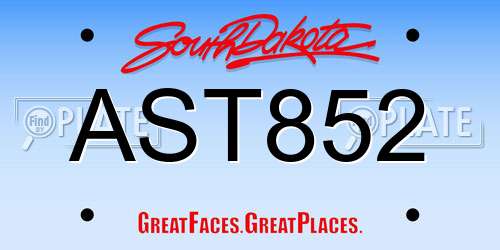 AST852 South Dakota License Plate