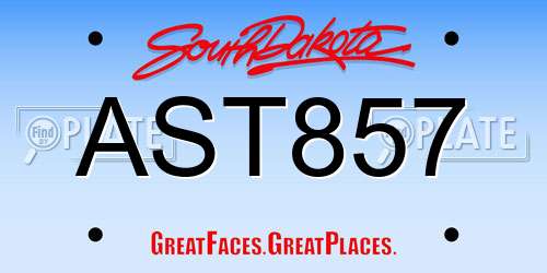 AST857 South Dakota License Plate