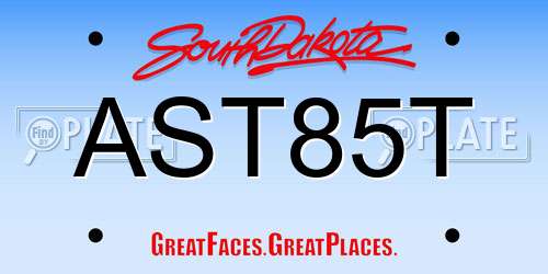 AST85T South Dakota License Plate