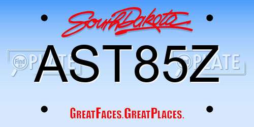 AST85Z South Dakota License Plate