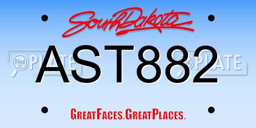 AST882 South Dakota License Plate
