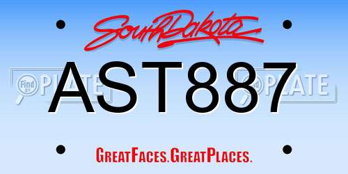 AST887 South Dakota License Plate