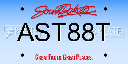 AST88T South Dakota License Plate