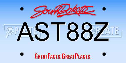 AST88Z South Dakota License Plate
