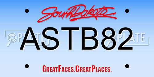 ASTB82 South Dakota License Plate