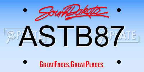 ASTB87 South Dakota License Plate