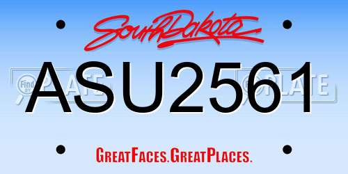 ASU2561 South Dakota License Plate