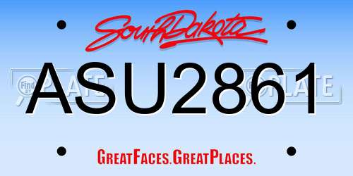 ASU2861 South Dakota License Plate