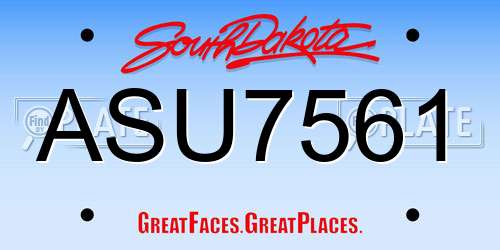 ASU7561 South Dakota License Plate