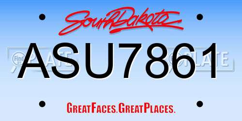 ASU7861 South Dakota License Plate