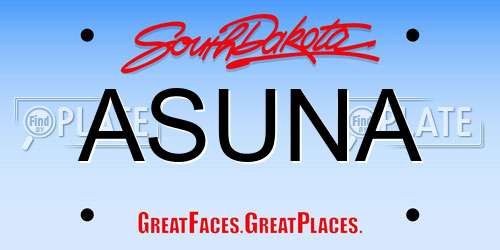 ASUNA South Dakota License Plate
