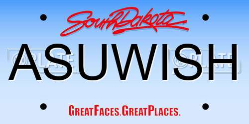ASUWISH South Dakota License Plate