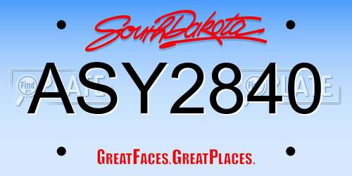 ASY2840 South Dakota License Plate