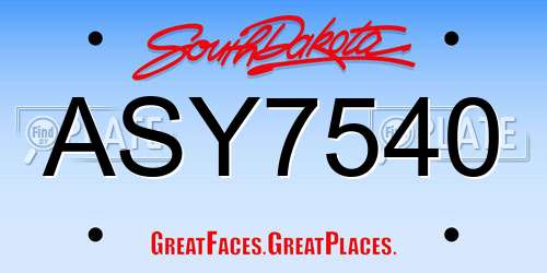 ASY7540 South Dakota License Plate