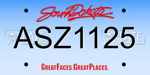 ASZ1125 South Dakota License Plate