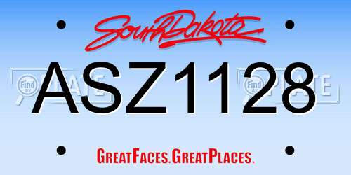 ASZ1128 South Dakota License Plate