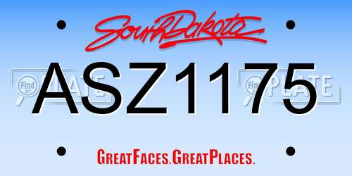 ASZ1175 South Dakota License Plate