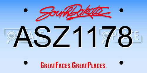 ASZ1178 South Dakota License Plate