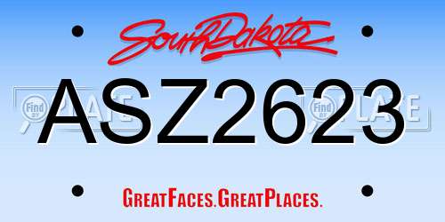 ASZ2623 South Dakota License Plate