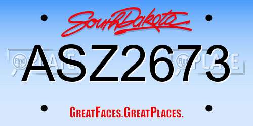 ASZ2673 South Dakota License Plate