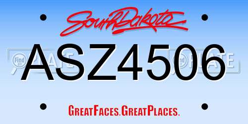 ASZ4506 South Dakota License Plate
