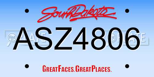 ASZ4806 South Dakota License Plate