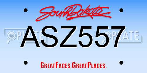 ASZ557 South Dakota License Plate