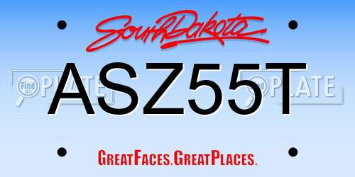 ASZ55T South Dakota License Plate