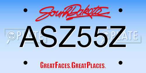 ASZ55Z South Dakota License Plate