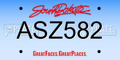 ASZ582 South Dakota License Plate